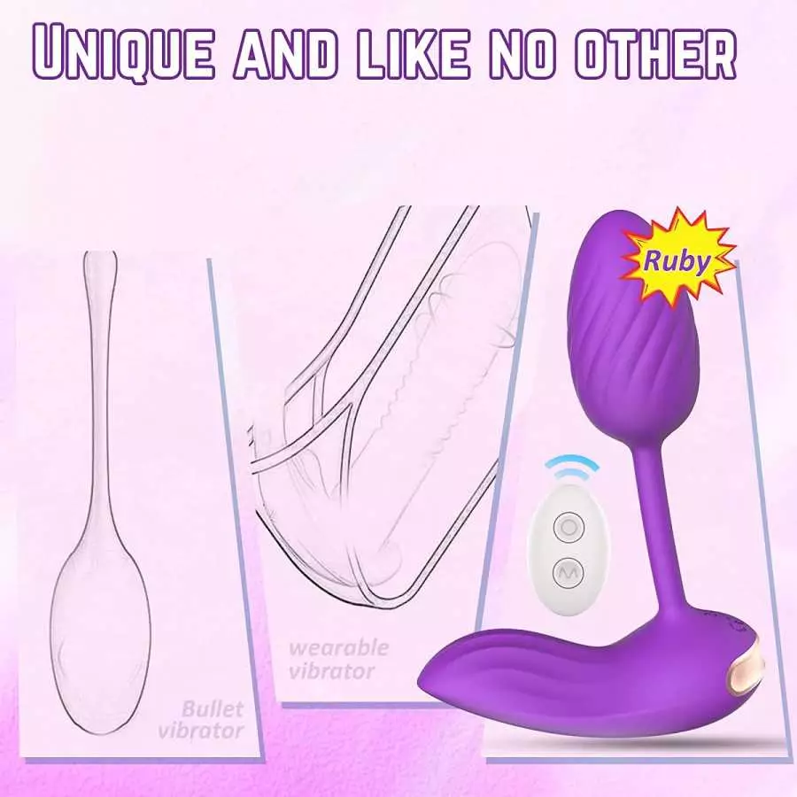 Dual Motor Remote Control Vibrator with Vibrating Egg - Ruby, G Spot Vibrator with 10 Intense Vibrations, Wearable Vibrator with