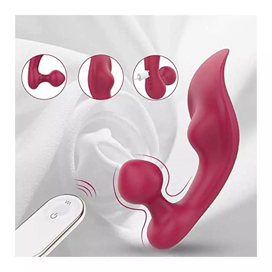 Wearable Clitoral Panty, Sex Toy for Women, Vibrating Panties Rose Vibrator Anal Butt Plug Remote Control with 9 Vibrations, Wat