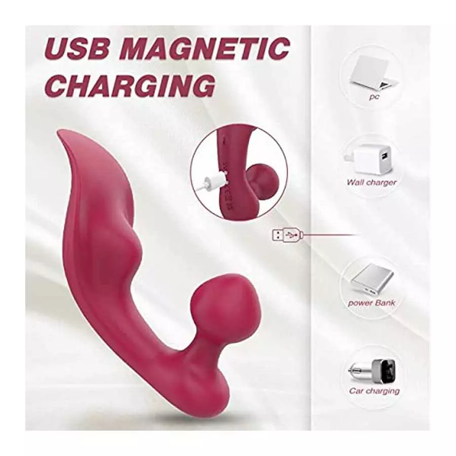 Wearable Clitoral Panty, Sex Toy for Women, Vibrating Panties Rose Vibrator Anal Butt Plug Remote Control with 9 Vibrations, Wat