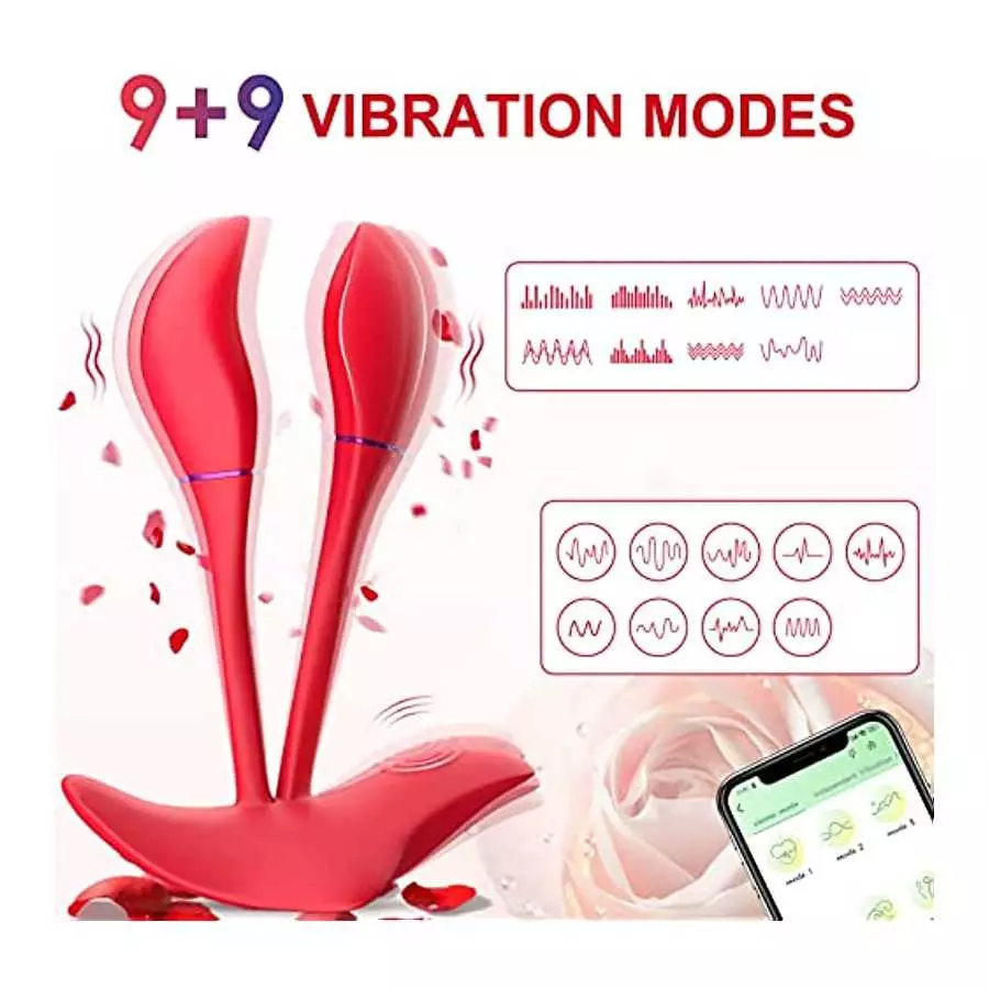 Rose Sex Toys for Women App Controlled Wearable Panty Vibrators Pistil Vibrating Panties Adult Toys, G Spot Butterfly Vibrator C