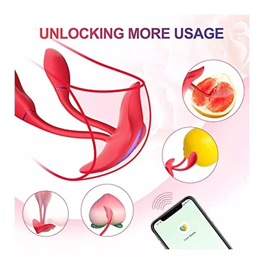 Rose Sex Toys for Women App Controlled Wearable Panty Vibrators Pistil Vibrating Panties Adult Toys, G Spot Butterfly Vibrator C