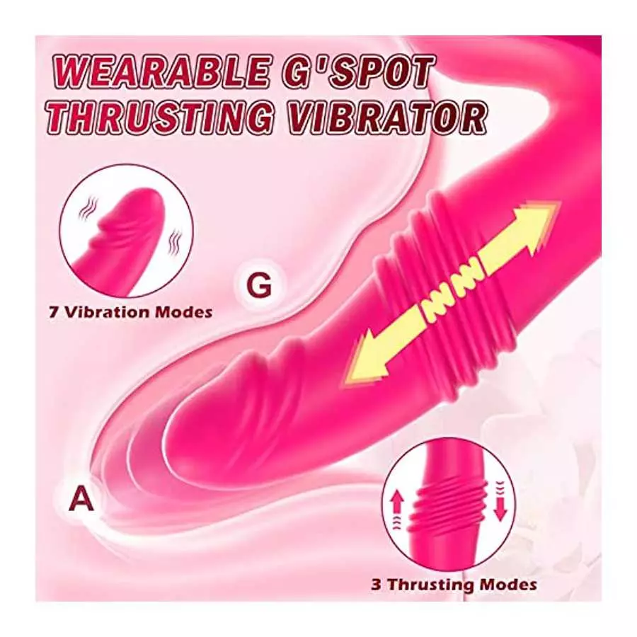 Thrusting Wearable Dildo Vibrators Sex Adult Toys for Women, G Spot Clit Anal Rose Panty Butterfly Vibrator with Remote 7 Vibrat