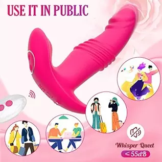 Thrusting Wearable Dildo Vibrators Sex Adult Toys for Women, G Spot Clit Anal Rose Panty Butterfly Vibrator with Remote 7 Vibrat