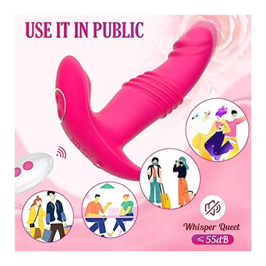 Thrusting Wearable Dildo Vibrators Sex Adult Toys for Women, G Spot Clit Anal Rose Panty Butterfly Vibrator with Remote 7 Vibrat