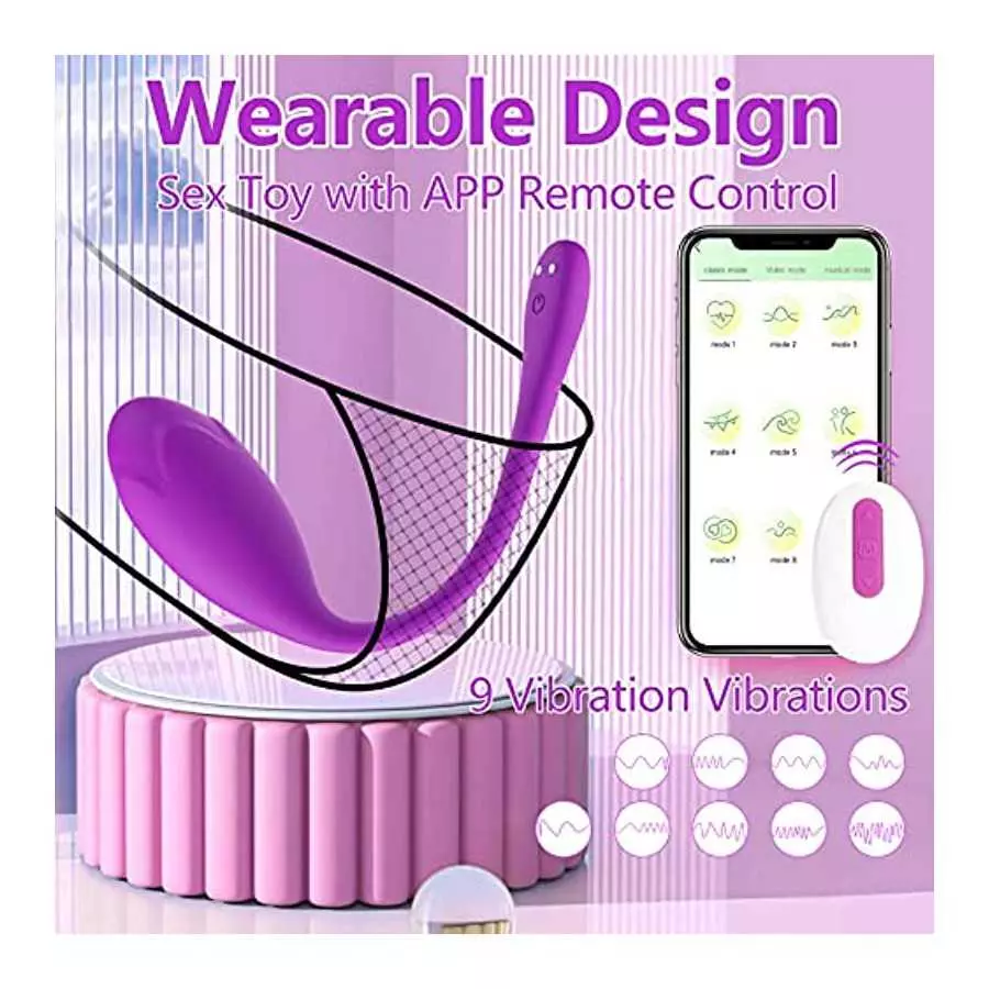 Wearable Panty Vibrator for G Spot,Clit Stimulation with App＆Remote Control,Bullet Vibrator with 9 Vibrations Sex Toy for Women 