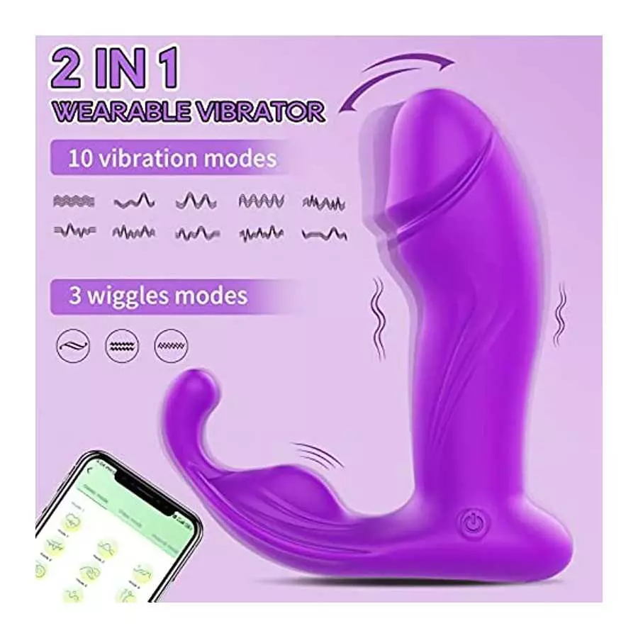 Vibrating Wiggling Wearable Clitoral with APP Remote Control Vibrator for Panties, Butterfly Vibrators for Women with 10 Vibrati