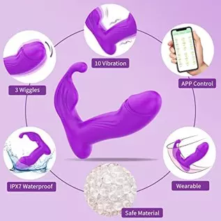 Vibrating Wiggling Wearable Clitoral with APP Remote Control Vibrator for Panties, Butterfly Vibrators for Women with 10 Vibrati Vibrating Wiggling Wearable Clitoral with APP Remote Control Vibrator for Panties, Butterfly Vibrators for Women with 10 Vibrati