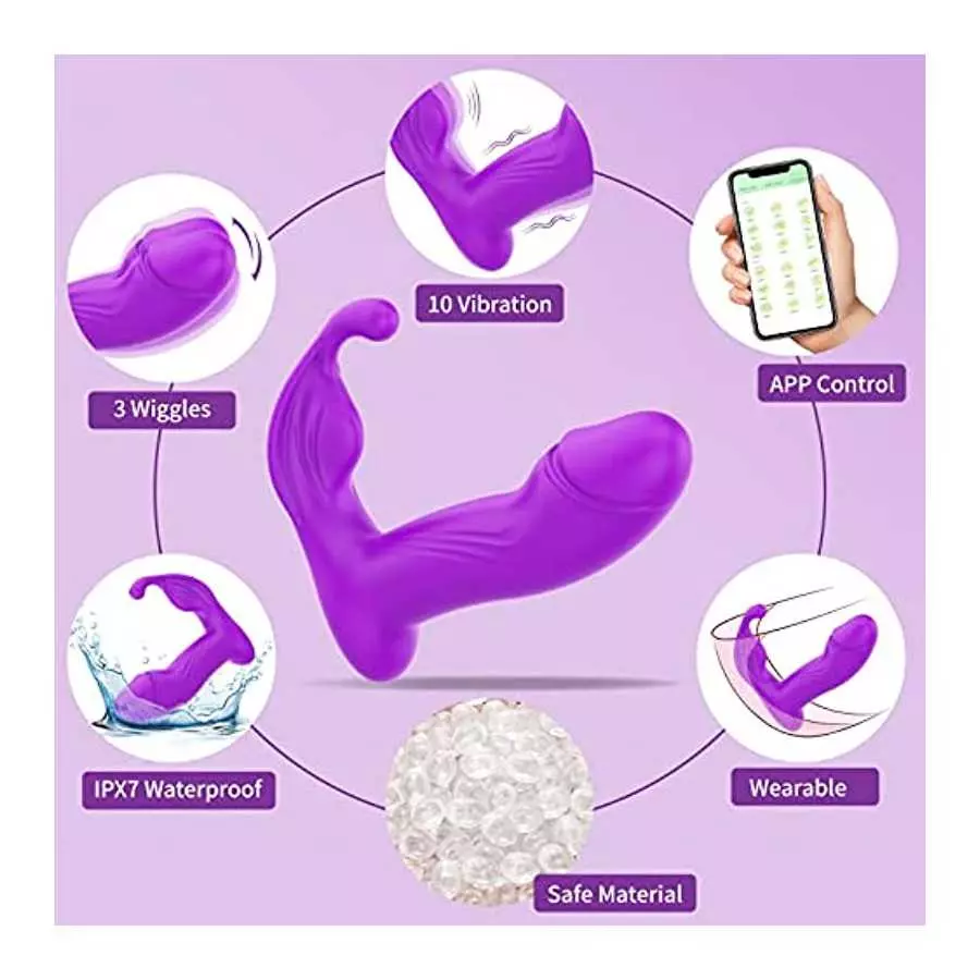 Vibrating Wiggling Wearable Clitoral with APP Remote Control Vibrator for Panties, Butterfly Vibrators for Women with 10 Vibrati
