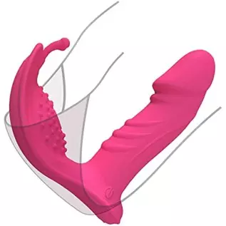 Wiggling Wearable Panty Vibrator with Insertable Dildo Wireless Remote Control for G Spot Clitoral Stimulation Rechargeable Butt