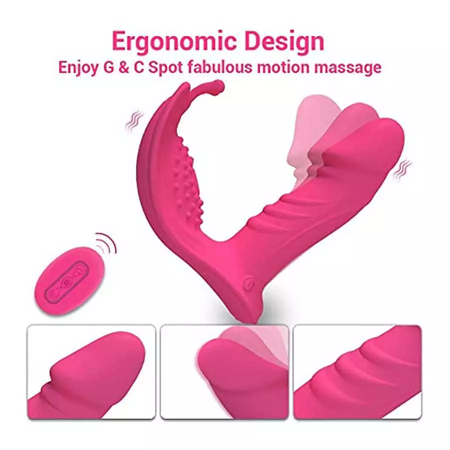 Wiggling Wearable Panty Vibrator with Insertable Dildo Wireless Remote Control for G Spot Clitoral Stimulation Rechargeable Butt