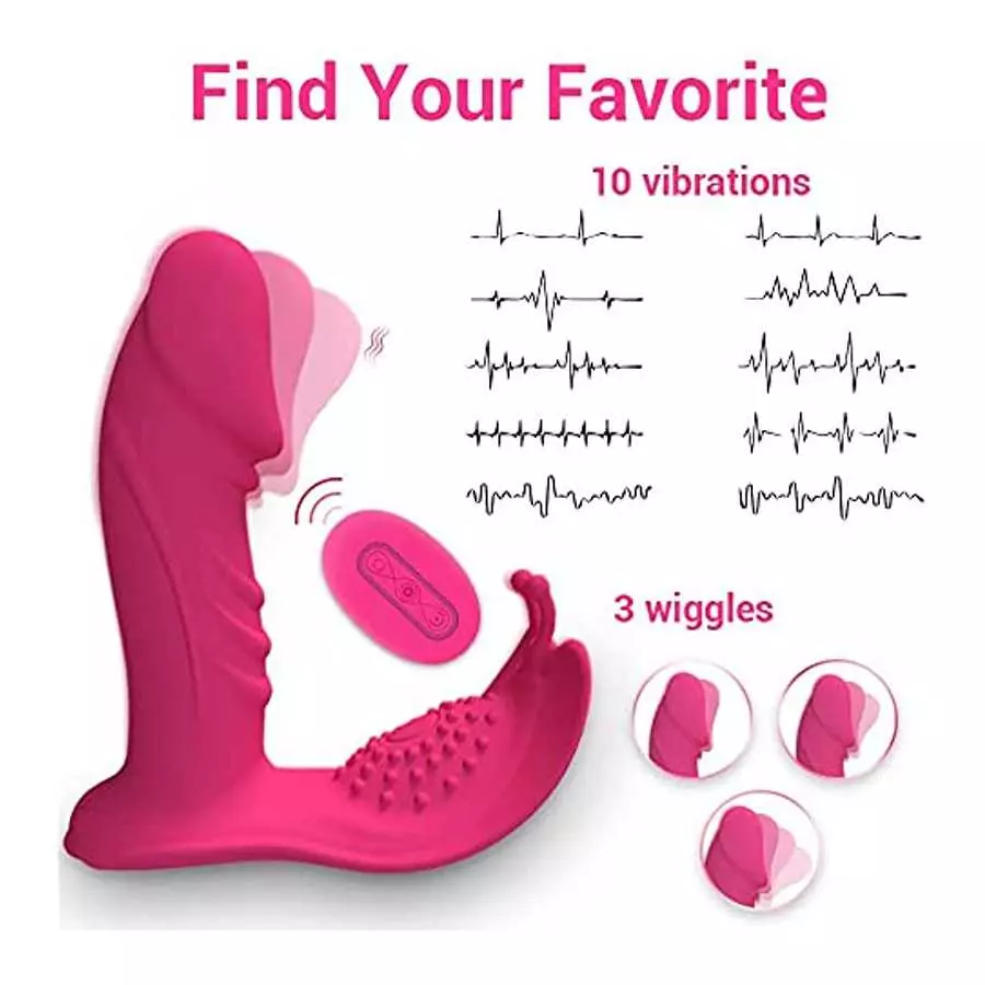 Wiggling Wearable Panty Vibrator with Insertable Dildo Wireless Remote Control for G Spot Clitoral Stimulation Rechargeable Butt