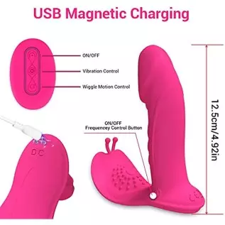 Wiggling Wearable Panty Vibrator with Insertable Dildo Wireless Remote Control for G Spot Clitoral Stimulation Rechargeable Butt Wiggling Wearable Panty Vibrator with Insertable Dildo Wireless Remote Control for G Spot Clitoral Stimulation Rechargeable Butt