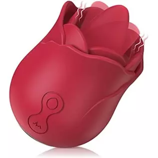 Rose Toy Vibrator for Women, with 10 Vibrating Pleasure for Clitoris & Nipple Stimulation, Tongue Licking Mini Clitoral Vibrator