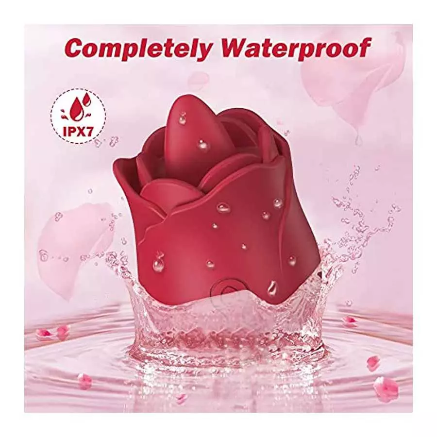 Rose Toy Vibrator for Women, with 10 Vibrating Pleasure for Clitoris & Nipple Stimulation, Tongue Licking Mini Clitoral Vibrator