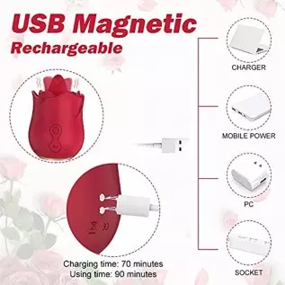 Rose Toy Vibrator for Women, with 10 Vibrating Pleasure for Clitoris & Nipple Stimulation, Tongue Licking Mini Clitoral Vibrator Rose Toy Vibrator for Women, with 10 Vibrating Pleasure for Clitoris & Nipple Stimulation, Tongue Licking Mini Clitoral Vibrator