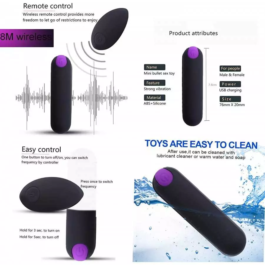 Remote Control Vibrator for Your Lover Gift to Spice Up Your Sex Life, 10 Modes Mini Bullet Vibrator for Her, USB Charge G Spot 