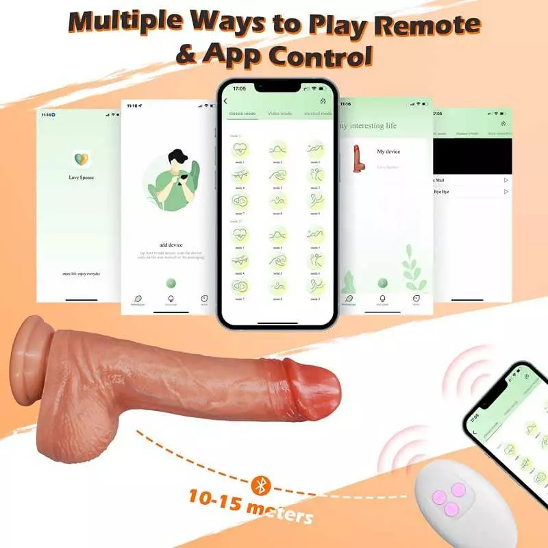Thrusting Dildo Vibrator for Women, 3 in 1 Realistic Vibrating Dildos with 3 Thrusting & 6 Vibrating Modes, APP & Remote Control