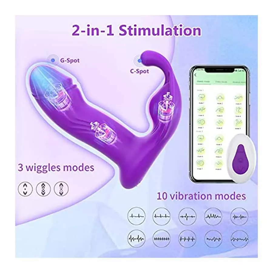 AXFLY Wiggling Wearable G Spot Sex Toys Butterfly Vibrator with 10 Vibrating & 3 Wiggling Modes,App & Remote Control Rechargeabl