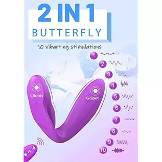 Wearable Panty Vibrator Women Toys G Spot Vibrator with 10 Powerful Vibrations, Butterfly Vibrator for Dual Stimulations Clit Di Wearable Panty Vibrator Women Toys G Spot Vibrator with 10 Powerful Vibrations, Butterfly Vibrator for Dual Stimulations Clit Di