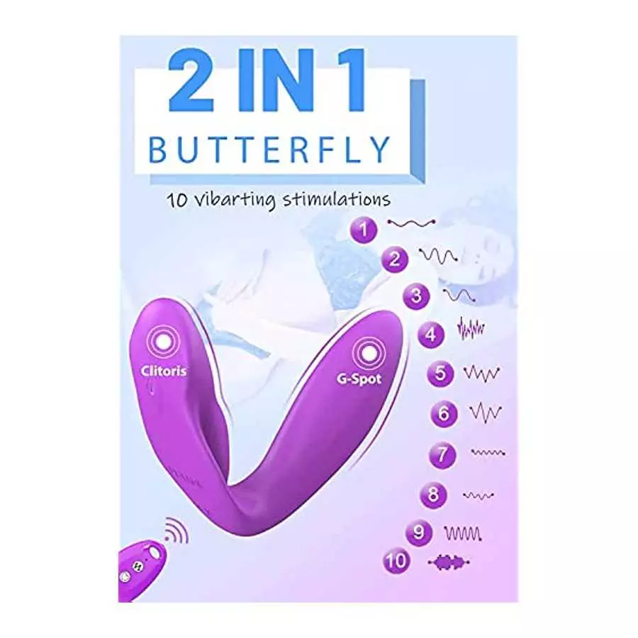 Wearable Panty Vibrator Women Toys G Spot Vibrator with 10 Powerful Vibrations, Butterfly Vibrator for Dual Stimulations Clit Di