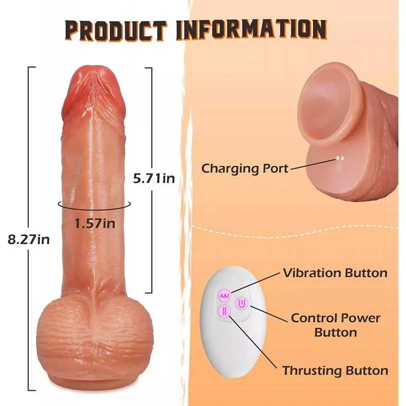 Thrusting Dildo Vibrator for Women, 3 in 1 Realistic Vibrating Dildos with 3 Thrusting & 6 Vibrating Modes, APP & Remote Control