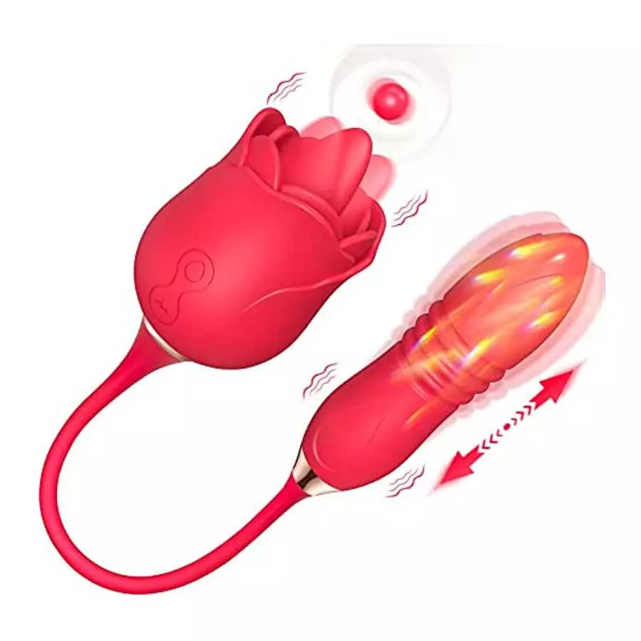 Rose Toy Vibrator for Woman, 4 in 1 Toys Sex Pleasure with 10 Modes Tongue Licking, Thrusting & Vibrating, Adult Sex Toys Rose T Rose Toy Vibrator for Woman, 4 in 1 Toys Sex Pleasure with 10 Modes Tongue Licking, Thrusting & Vibrating, Adult Sex Toys Rose T