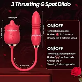 Rose Toy Vibrator for Woman, 4 in 1 Toys Sex Pleasure with 10 Modes Tongue Licking, Thrusting & Vibrating, Adult Sex Toys Rose T Rose Toy Vibrator for Woman, 4 in 1 Toys Sex Pleasure with 10 Modes Tongue Licking, Thrusting & Vibrating, Adult Sex Toys Rose T