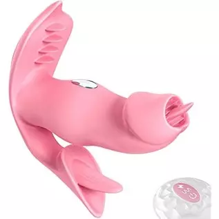 Wearable vibrator for private fun, 10-level vibrations realistic tongue licking clitoral stimulator ,public play butterfly vibra