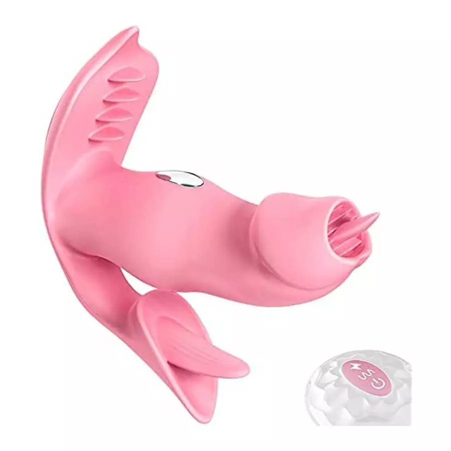 Wearable vibrator for private fun, 10-level vibrations realistic tongue licking clitoral stimulator ,public play butterfly vibra Wearable vibrator for private fun, 10-level vibrations realistic tongue licking clitoral stimulator ,public play butterfly vibra
