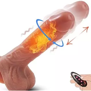 Realistic Thrusting Dildo Vibrator with 360° Rotation and Heating, Telescopic Vibrating Dildos for G-Spot Anal Play, Automatic S