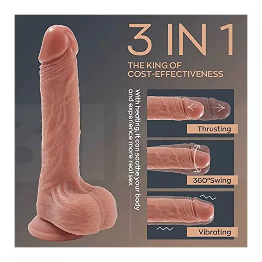 Realistic Thrusting Dildo Vibrator with 360° Rotation and Heating, Telescopic Vibrating Dildos for G-Spot Anal Play, Automatic S