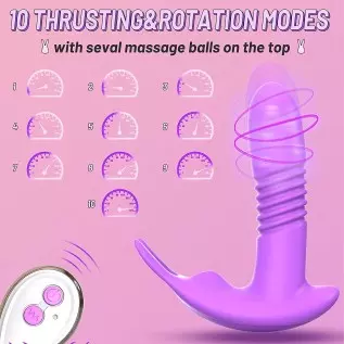 Wearable Vibrator with Rotation Balls Inside The Dildo,Quiet Panty Vibrator with Remote, Butterfly Vibrator 10 Thrusting & 10 Vi