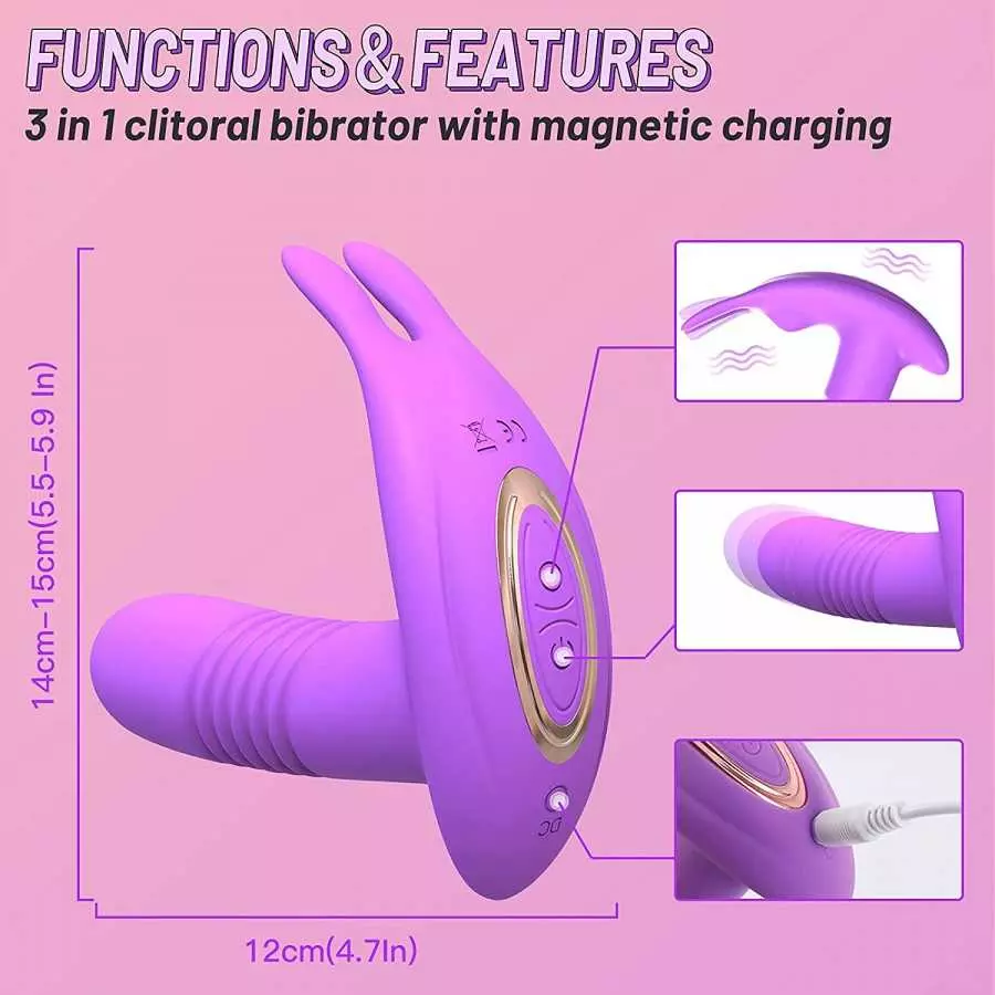 Wearable Vibrator with Rotation Balls Inside The Dildo,Quiet Panty Vibrator with Remote, Butterfly Vibrator 10 Thrusting & 10 Vi