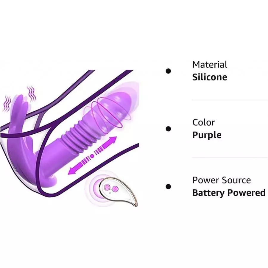 Wearable Vibrator with Rotation Balls Inside The Dildo,Quiet Panty Vibrator with Remote, Butterfly Vibrator 10 Thrusting & 10 Vi