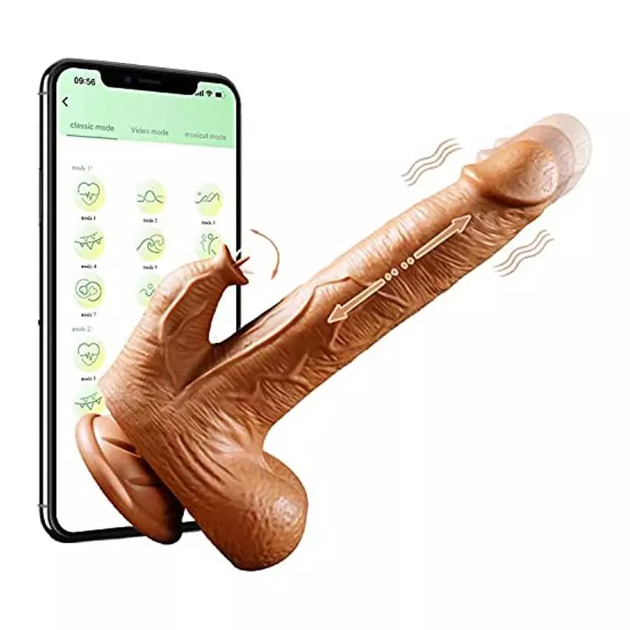 PowerRider Realistic Dildo Thrusting Vibrator Sex Toy for Women, Vibrating Dildo for Clitoral G-spot Anal Stimulation with Tongu PowerRider Realistic Dildo Thrusting Vibrator Sex Toy for Women, Vibrating Dildo for Clitoral G-spot Anal Stimulation with Tongu