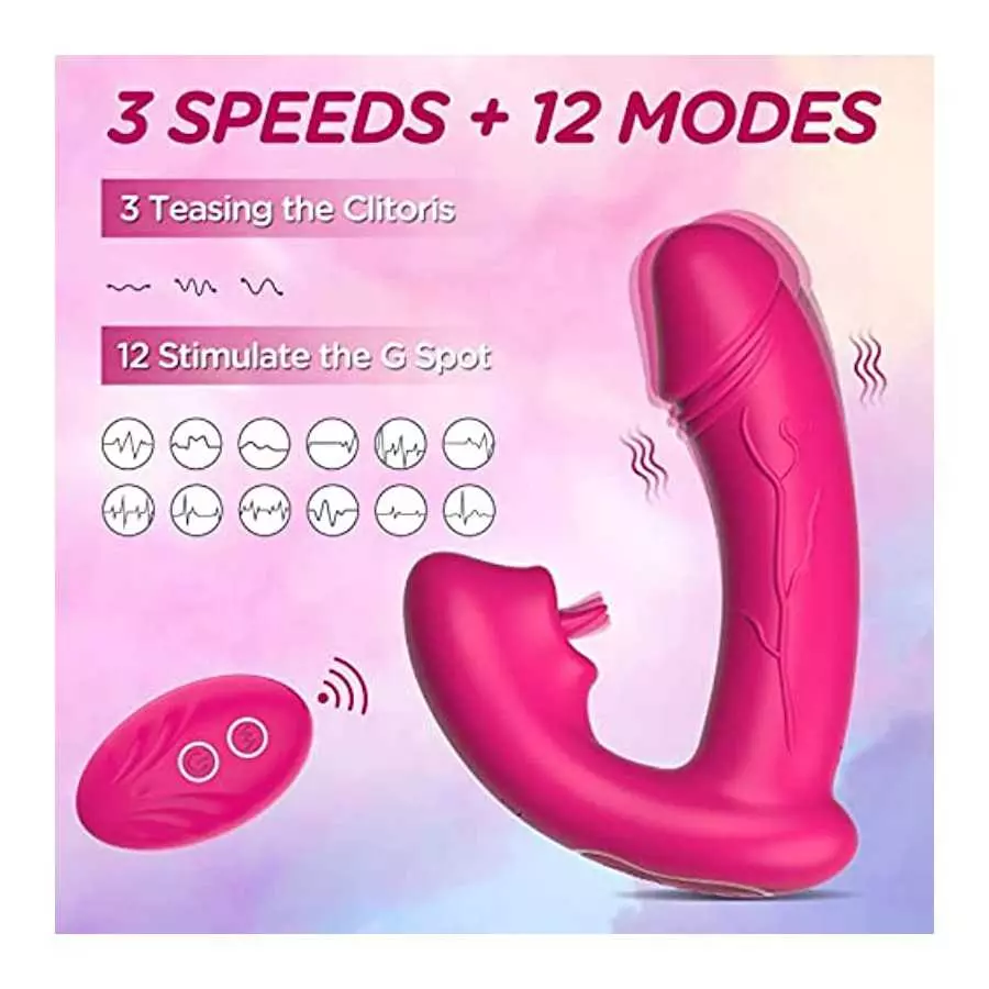 Wearable Clitoral G Spot Butterfly Vibrator with Tongue, Wireless Remote Control Nipple Stimulator with 12 Powerful Vibrations, 