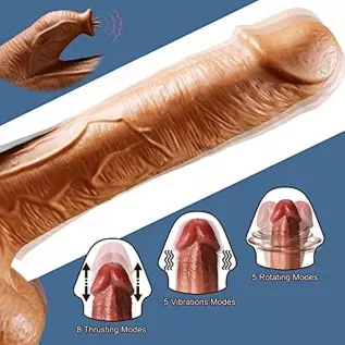PowerRider Realistic Dildo Thrusting Vibrator Sex Toy for Women, Vibrating Dildo for Clitoral G-spot Anal Stimulation with Tongu PowerRider Realistic Dildo Thrusting Vibrator Sex Toy for Women, Vibrating Dildo for Clitoral G-spot Anal Stimulation with Tongu