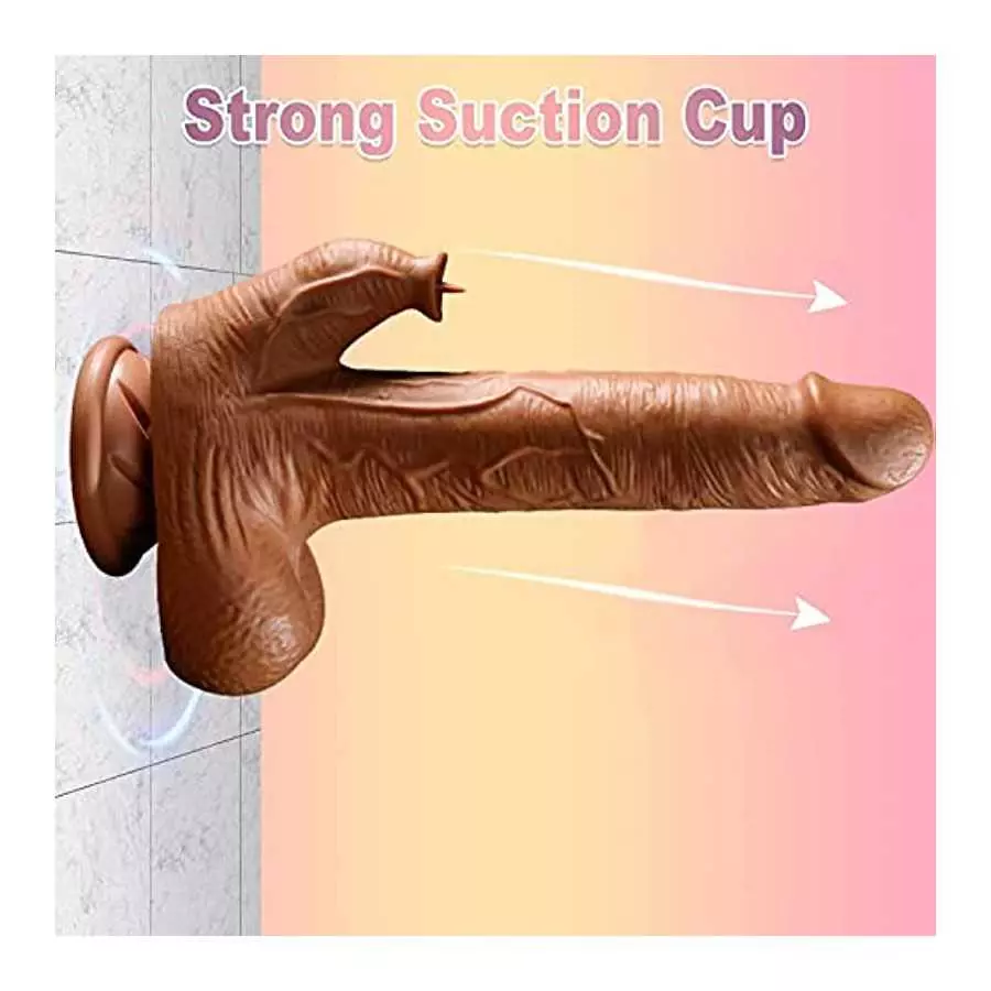 PowerRider Realistic Dildo Thrusting Vibrator Sex Toy for Women, Vibrating Dildo for Clitoral G-spot Anal Stimulation with Tongu