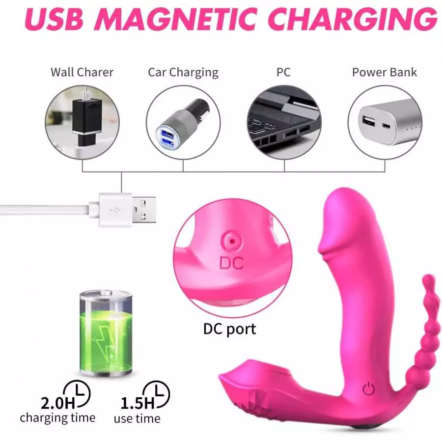 3 in 1 G Spot Vibrator - Adult Rose Sex Toys Wearable Panty Vibrator Sex Stimulator with 9 Vibrating Modes Waterproof Rechargeab