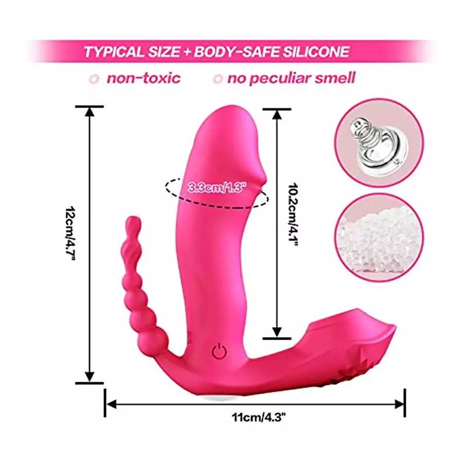 GAIWU 3 in 1 Wearable Butterfly Panty Vibrator with Remote Control, Clitoral G Spot Anal Sex Stimulator Toy with 7 Vibration Mod