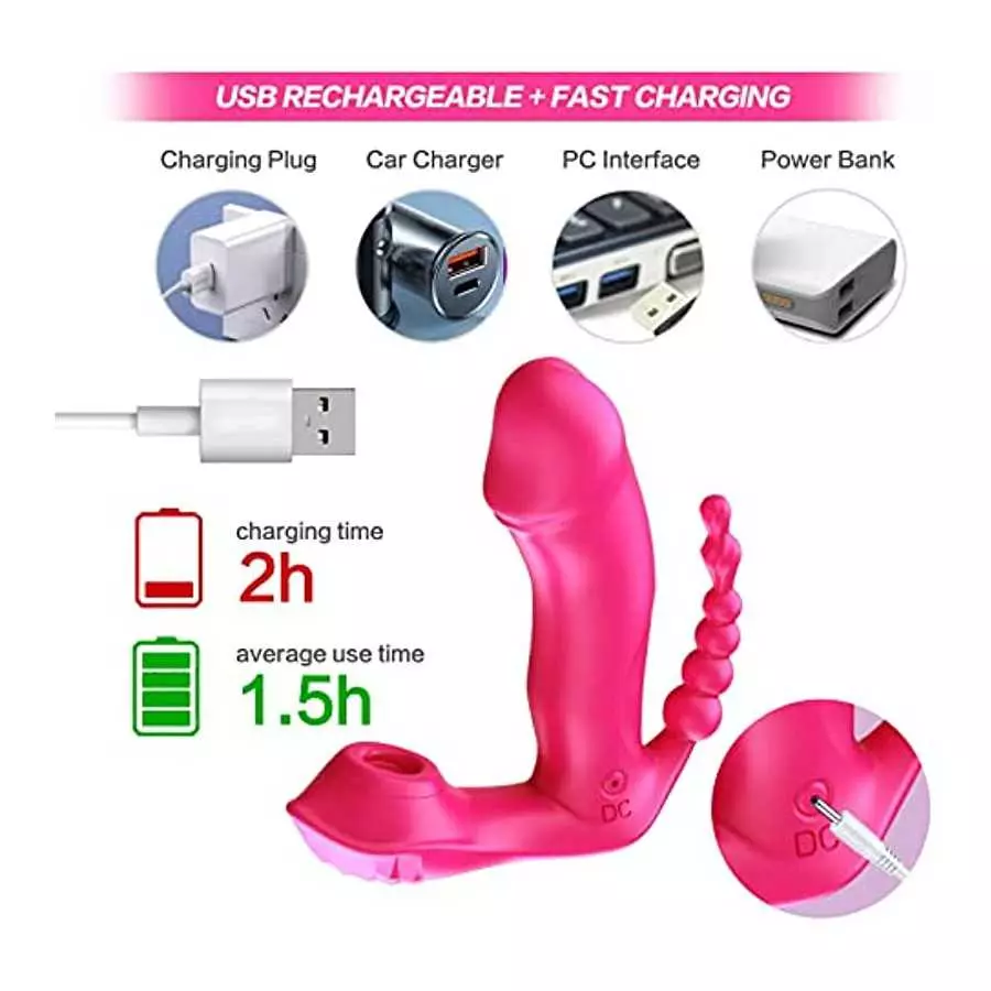 GAIWU 3 in 1 Wearable Butterfly Panty Vibrator with Remote Control, Clitoral G Spot Anal Sex Stimulator Toy with 7 Vibration Mod