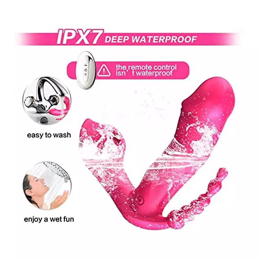 GAIWU 3 in 1 Wearable Butterfly Panty Vibrator with Remote Control, Clitoral G Spot Anal Sex Stimulator Toy with 7 Vibration Mod