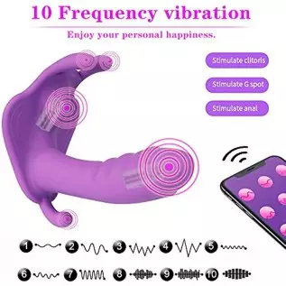 10 Speeds Butterfly Vibrator Wearable Panties,APP Wireless Remote Control Pants Clit Stimulator Sex Toy for Couple,Purple 10 Speeds Butterfly Vibrator Wearable Panties,APP Wireless Remote Control Pants Clit Stimulator Sex Toy for Couple,Purple