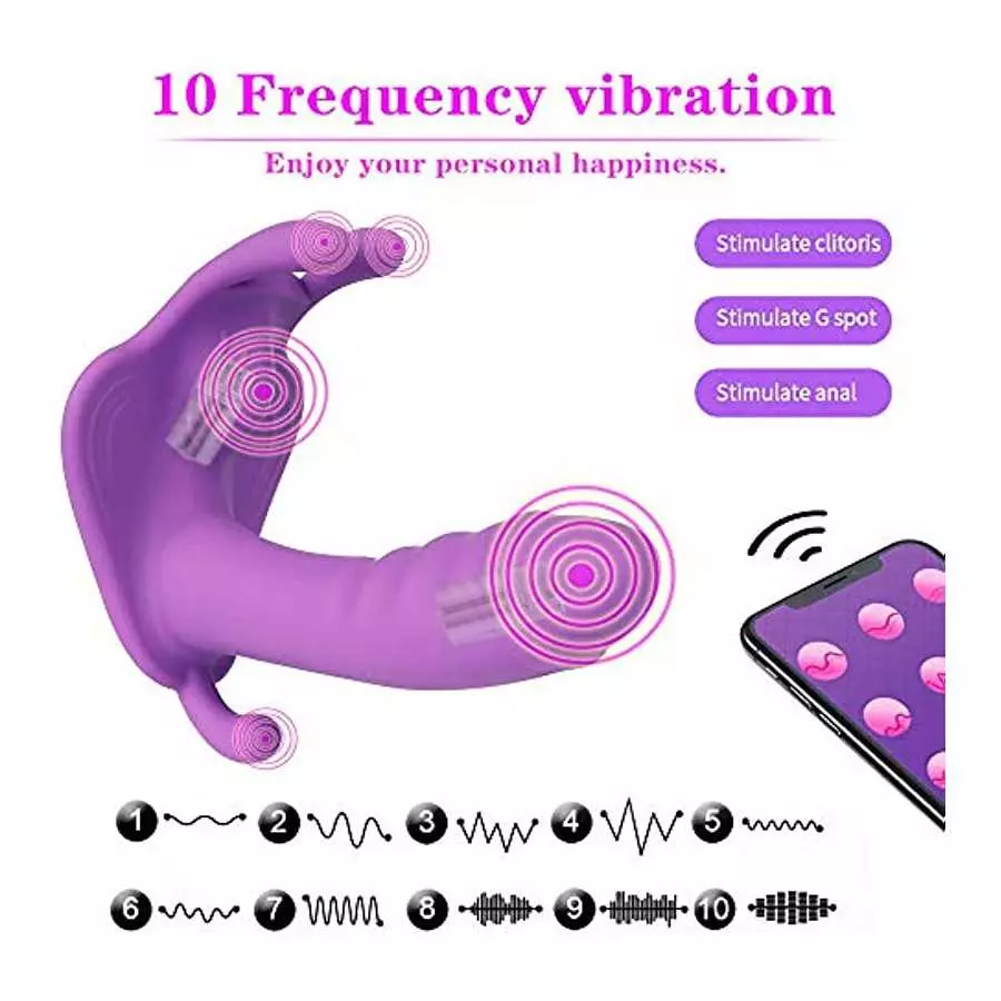 10 Speeds Butterfly Vibrator Wearable Panties,APP Wireless Remote Control Pants Clit Stimulator Sex Toy for Couple,Purple