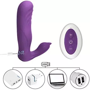 Thrusting G Spot Wearable Vibrator with Remote Control (Mauve)