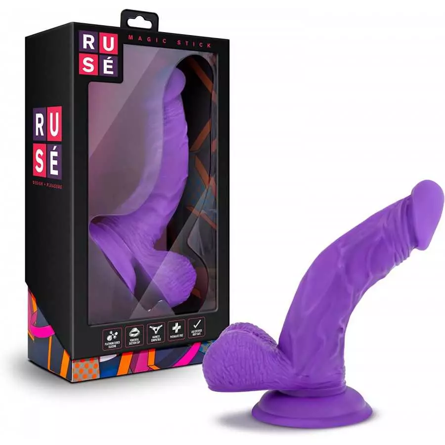 Ruse - Magic Stick - 7" Realistic G Spot Stimulating Curved Ultrasilk Smooth Soft Platinum Cured Puria Silicone Dildo - Suction Ruse - Magic Stick - 7" Realistic G Spot Stimulating Curved Ultrasilk Smooth Soft Platinum Cured Puria Silicone Dildo - Suction