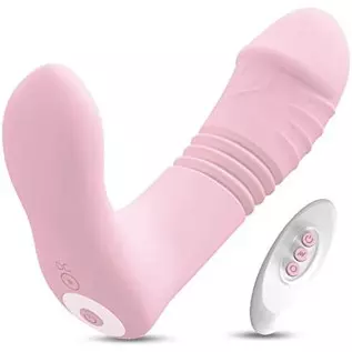 Thrusting G Spot Vibrator with Clit Tongue , Wearable Vibrator 3 Pulsing & 10 Vibrations with Remote, Adult Sex Toys for Women