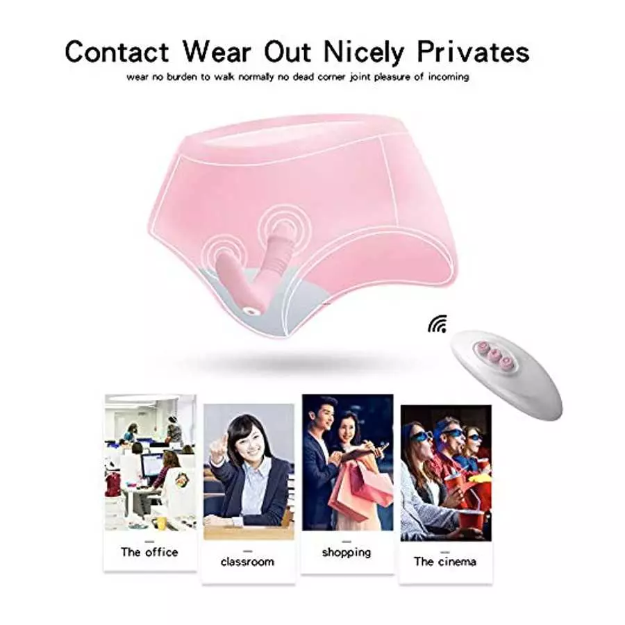 Thrusting G Spot Vibrator with Clit Tongue , Wearable Vibrator 3 Pulsing & 10 Vibrations with Remote, Adult Sex Toys for Women