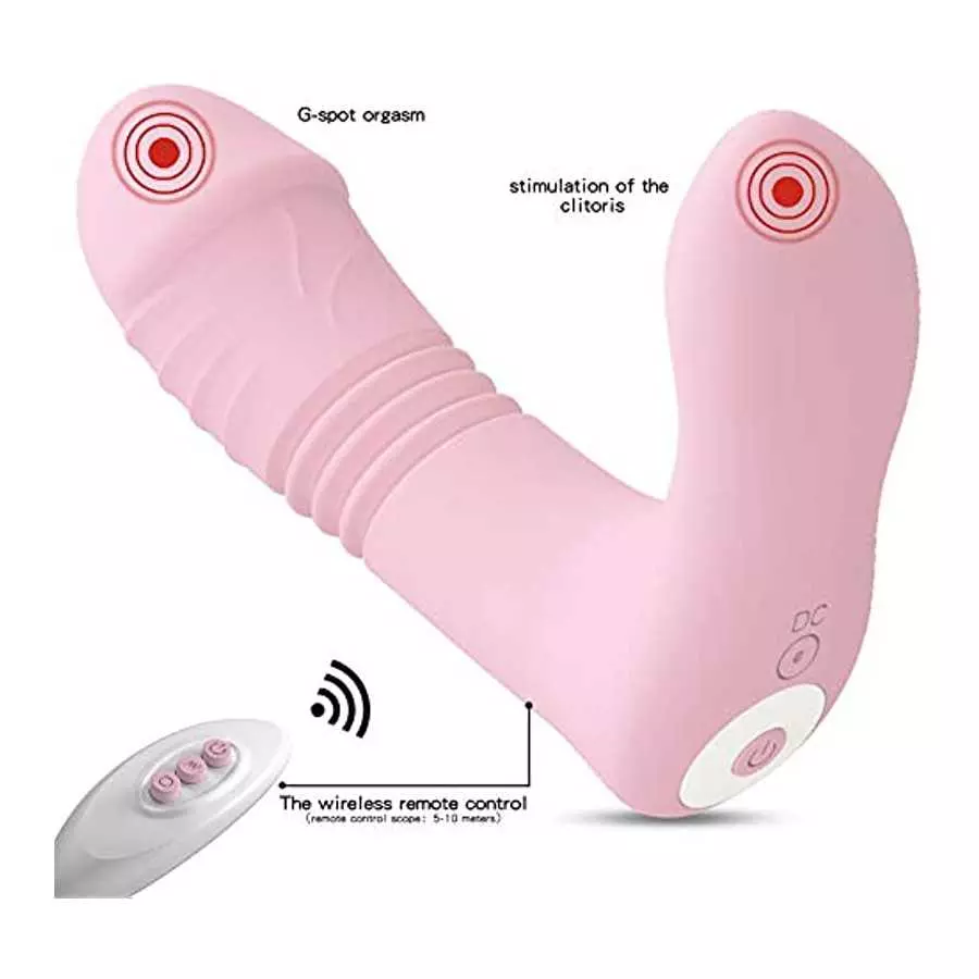 Thrusting G Spot Vibrator with Clit Tongue , Wearable Vibrator 3 Pulsing & 10 Vibrations with Remote, Adult Sex Toys for Women