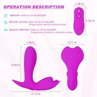 Wireless Remote-Control Heated-Instruction Manual Vibrator, Wearable Silicone Butterfly Dildo Vibrator with 10 Vibration Modes W
